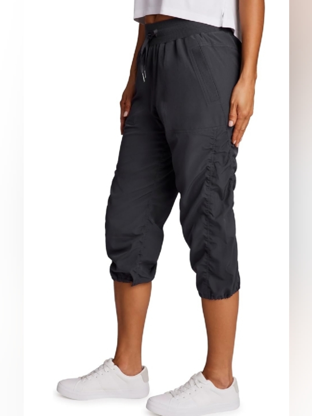 RBX Active Charcoal Drawstring Cargo Capris with Pockets Med